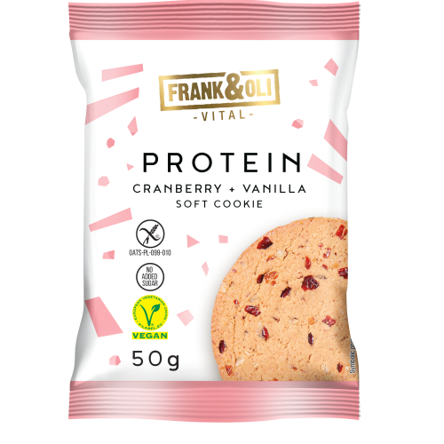 Frank&Oli Soft Vegan Protein Cookie Cranberry & Vanilla 50g