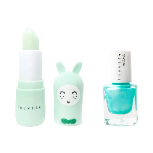 Inuwet Duo Kids Set Lip Balm & Nail Polish Water Based Turquoise - Apple