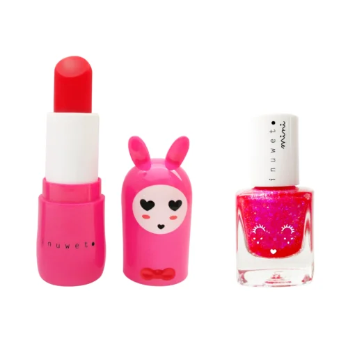 Inuwet Duo Kids Set Lip Balm & Nail Polish Water Based Fushia - Cherry
